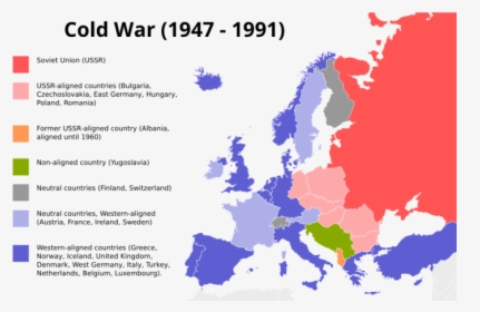 Map Of Europe During Cold War - Communist Nation Outside Soviet Bloc Map, HD Png Download, Free Download
