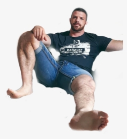 #guy #man #male #dude #bro #denim #tshirt #sexy #hot - Barefoot, HD Png Download, Free Download