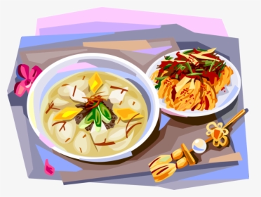 Vector Illustration Of Korean Cuisine Rice-cake Soup - Transparent Korean Food Clipart, HD Png Download, Free Download