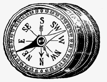 Black And White Vintage Compass Clipart, HD Png Download, Free Download