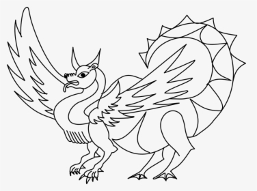 Dragon, Wings, Tail, Creature, Mythical, Monster - Black And White Clip Art Dragon, HD Png Download, Free Download