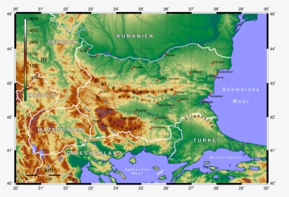 Topographic Map Of Bulgaria German - Topographic Map, HD Png Download, Free Download