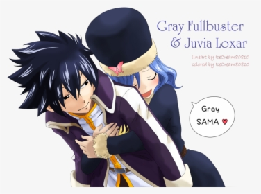 Fairy Tail Meredy And Juvia Hug Lineart - Grey Fullbuster Y Juvia, HD Png Download, Free Download