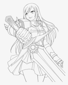 Fairytail Coloring Pages - Erza Fairy Tail Drawings, HD Png Download, Free Download