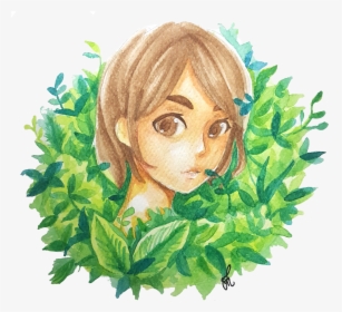 Ame Senpai Gallery Art Green Girl Painted - Illustration, HD Png Download, Free Download