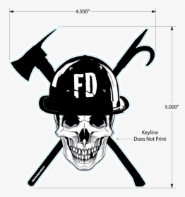 Firefighter Skull Decal - Firefighter Axe Cross Png, Transparent Png, Free Download