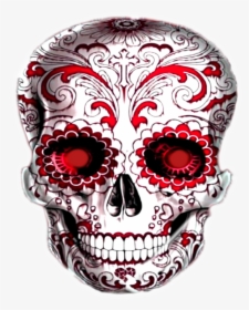 #sugarskull #skull #skullface #skullhead #red #black - Black And Red Sugar Skull, HD Png Download, Free Download