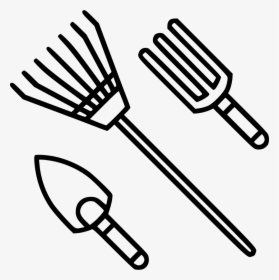 Garden Tools - Black And White Gardening Tools Clip Art, HD Png Download, Free Download