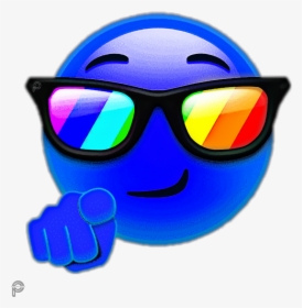 #blue #colorful #emoji #sunglasses #cartoon #emojisticker - Smiley, HD Png Download, Free Download