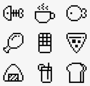 Essential Set - Food Pixel Black And White, HD Png Download, Free Download