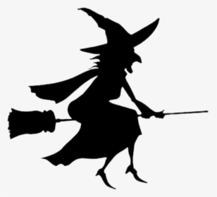 Witchcraft Witch Flying Image Silhouette Halloween - Witch Riding Broom Silhouette, HD Png Download, Free Download