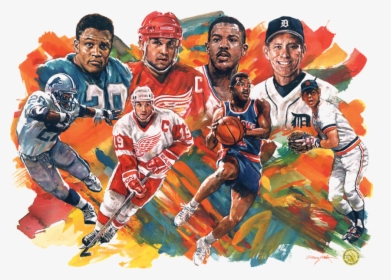 Michigan Sports Hall Of Fame Mural - Detroit Sports Art, HD Png Download, Free Download