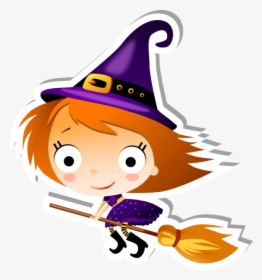 Cute Flying Witch On A Broom - Cute Flying Witch Clipart, HD Png Download, Free Download