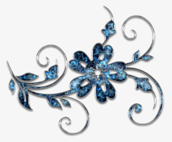 Decor, Ornament, Jewelry, Flower, Blue, Silver - Blue Silver Flower Png ...