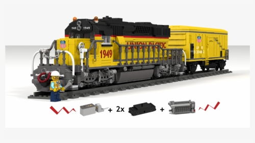 Motorized Union Pacific Sd40-2 And Cooling Wagon - Locomotive, HD Png Download, Free Download