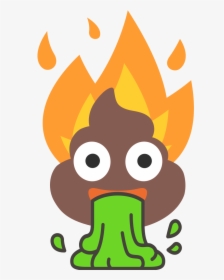 Flaming Poop Vomit Emoji - Fire Emoji With Glasses, HD Png Download, Free Download