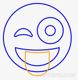 Emojis Drawing Wink Emoji - Tongue Emoji Black And White, HD Png Download, Free Download