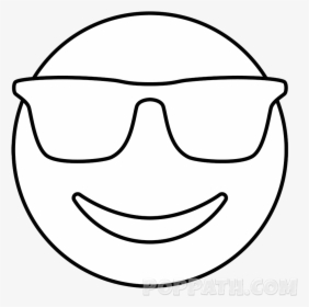 Emoji With Glasses Black And White, HD Png Download, Free Download