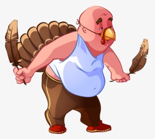 Cartoon Turkey Meat Illustration - Fat Funny Cartoon Character, HD Png Download, Free Download