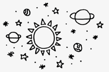 #png #aesthetic #space #black #white #freetoedit - Star And Moon Drawing, Transparent Png, Free Download