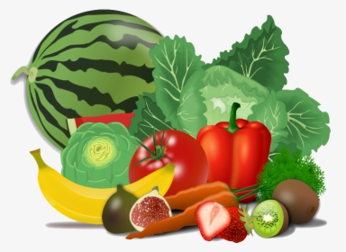 Healthy Food Clipart Png Image - Fruits And Vegetables Drawing, Transparent Png, Free Download