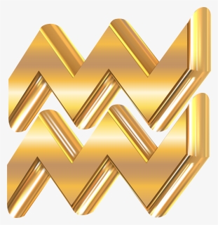 Aquarius 3d Gold Zodiac Sign Png Clip Art Image - Aquarius Sign Logo Png, Transparent Png, Free Download