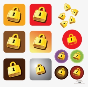 This Templates Is Golden Vector About Lock, Padlock, - Lock Vector Free, HD Png Download, Free Download