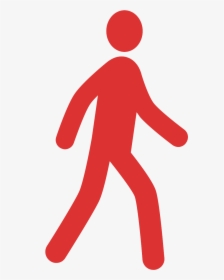 Red Icon Of A Person Walking - Pedestrian Stick Figure, HD Png Download, Free Download