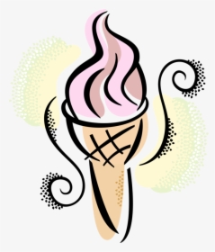 Vector Illustration Of Gelato Ice Cream Cone Food Snack, HD Png Download, Free Download