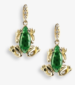 Nicole Barr Designs 18 Karat Gold Stud Earrings Frog - Green Frog Earrings, HD Png Download, Free Download