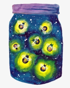 Fireflies, Art, And Paint Image - Fireflies In A Jar Clipart, HD Png Download, Free Download