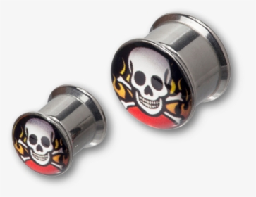 Steel Flaming Skull Picture Box Plug - Skull, HD Png Download, Free Download