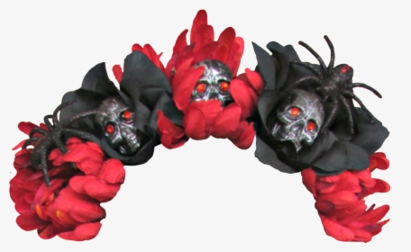#halloween #flowercrown #sculls #spiders #red#black - Black Flower Crown Transparent, HD Png Download, Free Download