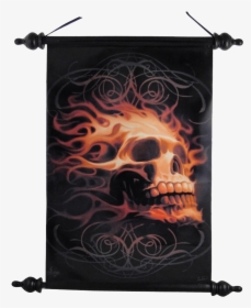 Ornate Fire Skull Art Scroll - Fire Skull Poster, HD Png Download, Free Download