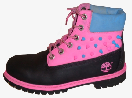 Pink, Black, Blue Spike Suede Timberland Boots - Pink And Black Timberlands, HD Png Download, Free Download