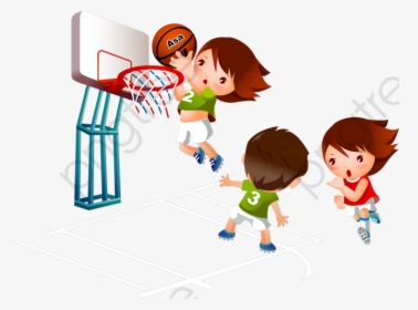 Kids Playing Basketball Clipart, HD Png Download, Free Download