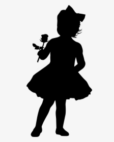Little Girl With Rose Silhouette Png Clip Art Image - Little Girl Silhouette, Transparent Png, Free Download