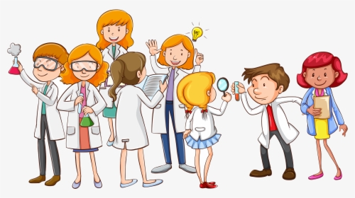Scientist Science Illustration - Group Of Scientists Drawing, HD Png Download, Free Download