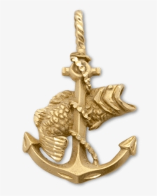 Gold Anchor With Fish, HD Png Download, Free Download