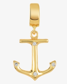 Gold Anchor Charm With Clear Cz Stones For Use On Dbw - Cross, HD Png Download, Free Download
