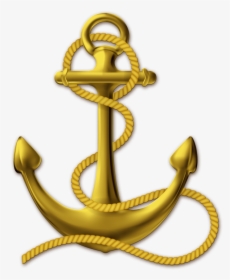 Anchor Clipart Gold Graphics - Anchor With Gold Rope Png, Transparent Png, Free Download