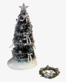 1 Inch Scale Decorated Christmas Tree In Silver Dollhouse - Christmas Tree, HD Png Download, Free Download