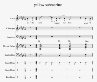 Yellow Submarine Sheet Music For Voice, Trumpet, Trombone, - Trumpet Solo Yellow Submarine On A Tenor Sax, HD Png Download, Free Download