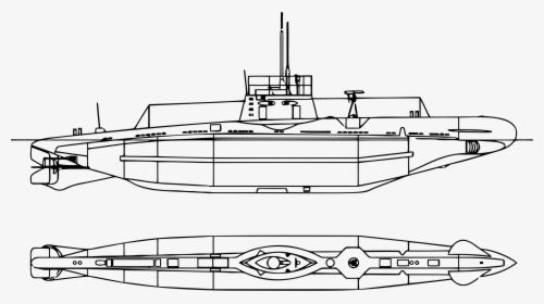 Vintage Uboat Submarine Line Art Clip Arts - Submarine Lineart, HD Png Download, Free Download