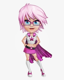 Cute School Superhero Girl Cartoon Vector Character - Cartoon, HD Png Download, Free Download