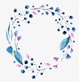 Temperament Literary Blue Feather Hand-painted Garland - Watercolor Flower Frame No Background, HD Png Download, Free Download