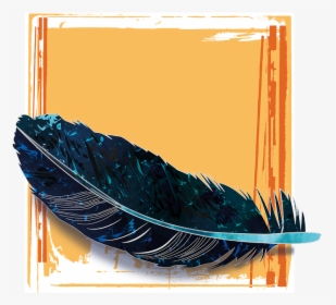Feather, Blue, Black, Marbled, Fund, Orange - Surfing, HD Png Download, Free Download