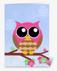 Pink Owl Greeting Card - Greeting Card, HD Png Download, Free Download
