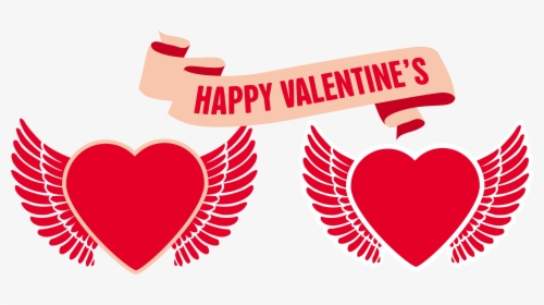 Valentine"s Day Heart With Wings 3688*1616 Transprent - Angel Wing Heart Png, Transparent Png, Free Download
