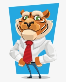 Tiger, Business, Animal, Suit, Official, Company - Tiger In A Suit Cartoon, HD Png Download, Free Download